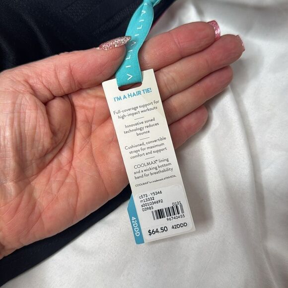 Lane Bryant Livi Black/Pink Convertible Max Support High Impact Bra. Size 42DDD. - Picture 11 of 11